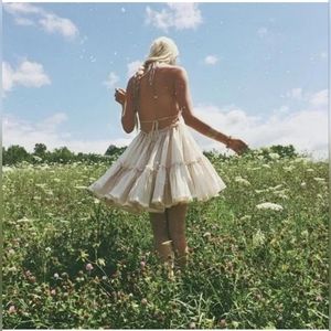 Free People 100 Degree Ivory White Boho Date Party Beach Mini Dress Medium  Nwot